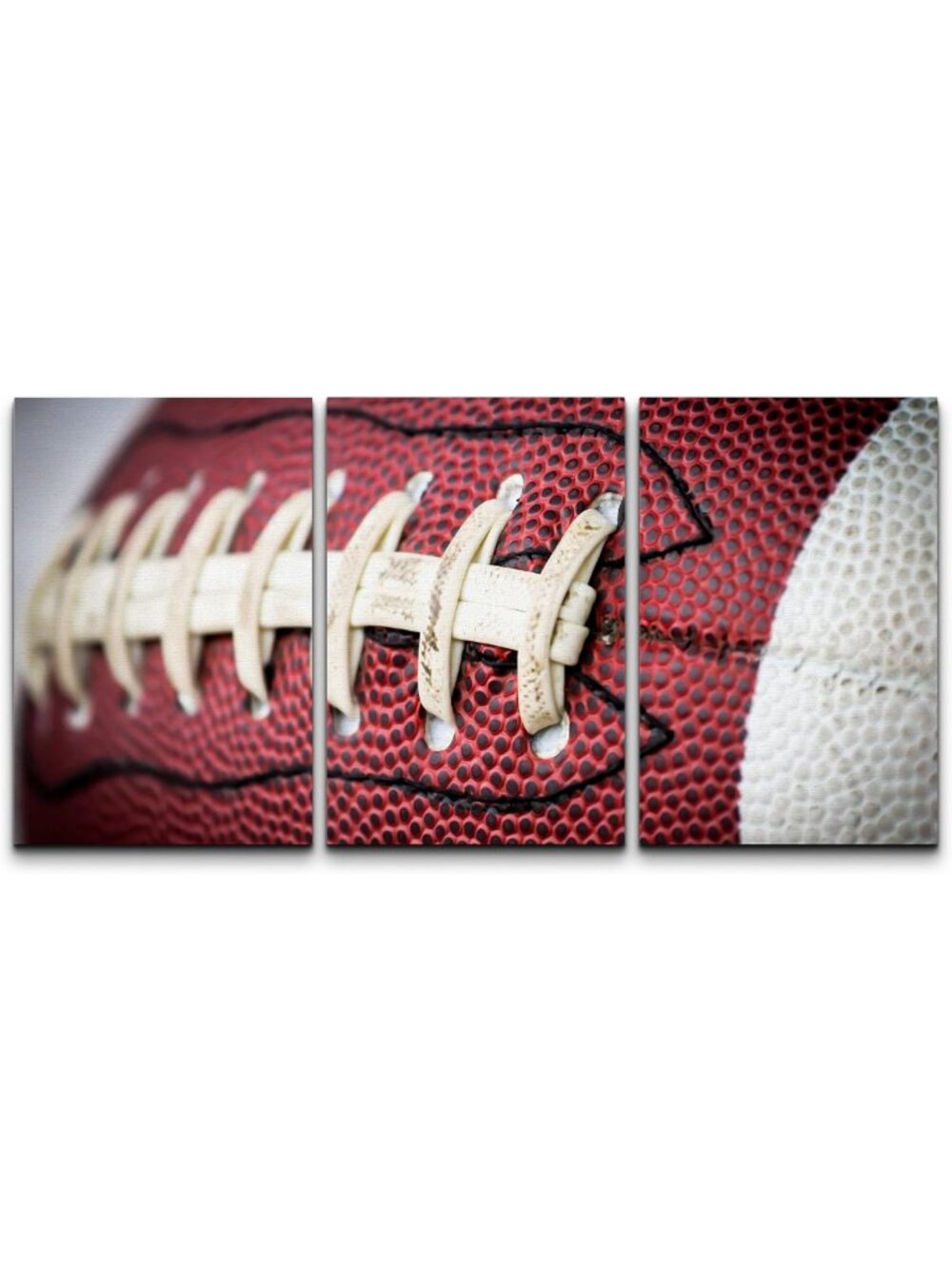 Stunning Canvas Wall Art Set - Close-Up American Football Stitching, Sports
